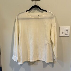 EVAM EVA 100% Cotton Long Sleeve Blouse in Porcelain Off-White / Cream sz M NWOT